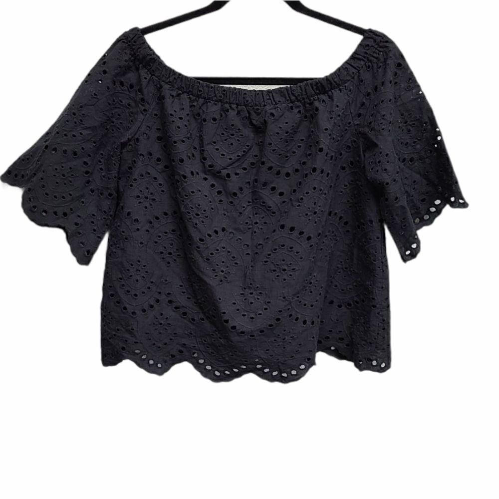 Do+Be Embroidered Scalloped Cropped Top Size Small
